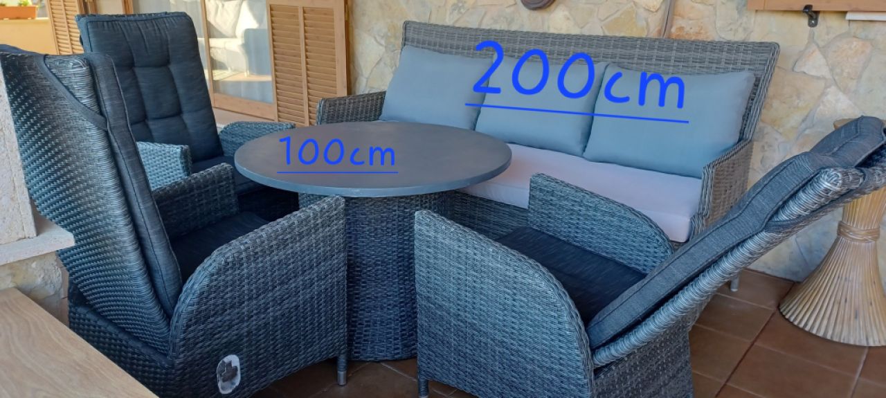 Synthetic rattan garden set.