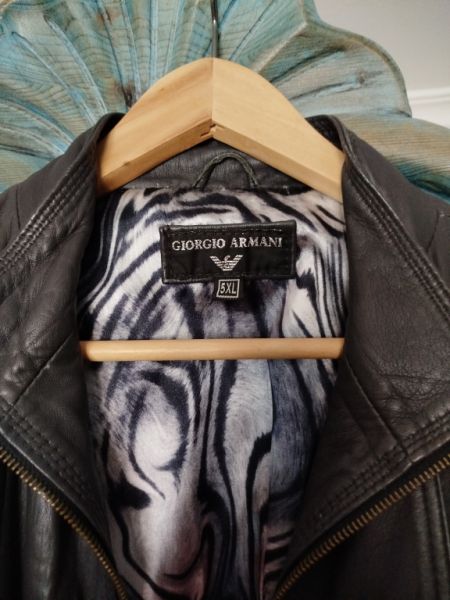 Giorgio Armani Damen-Leder Jacke Gr.40-42 schwarz Kalbsleder