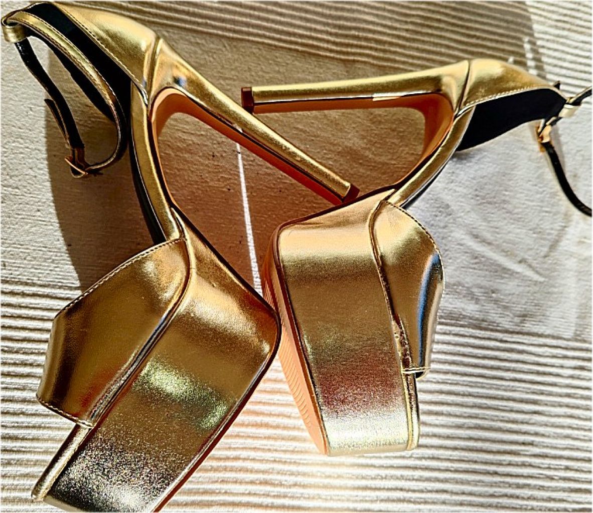 Gold high-heel platform sandals by Tulipano, size 38, like new