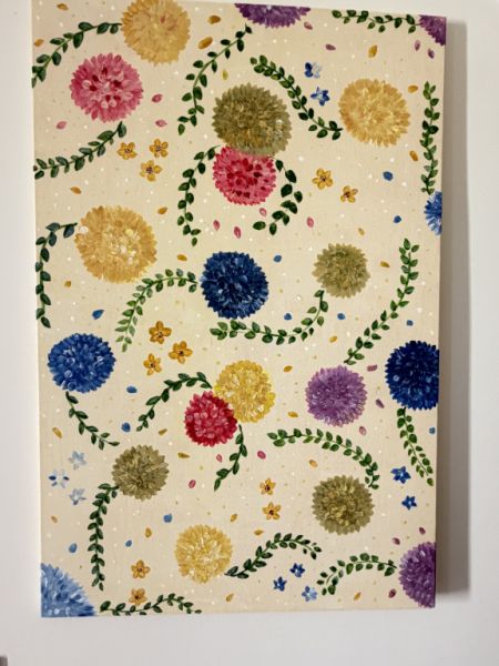 Cuadro acrílico pintado a mano de flores – diseño propio