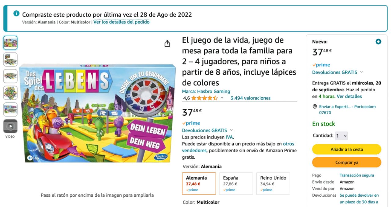 Hasbro - Das Spiel des Lebens, Brettspiel für die ganze Familie für 2 – 4 Spieler (Deutsch)