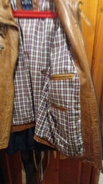 Light brown men's leather jacket Size 48 - XL