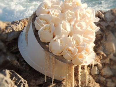 Heart-shaped Box with White Paper Roses