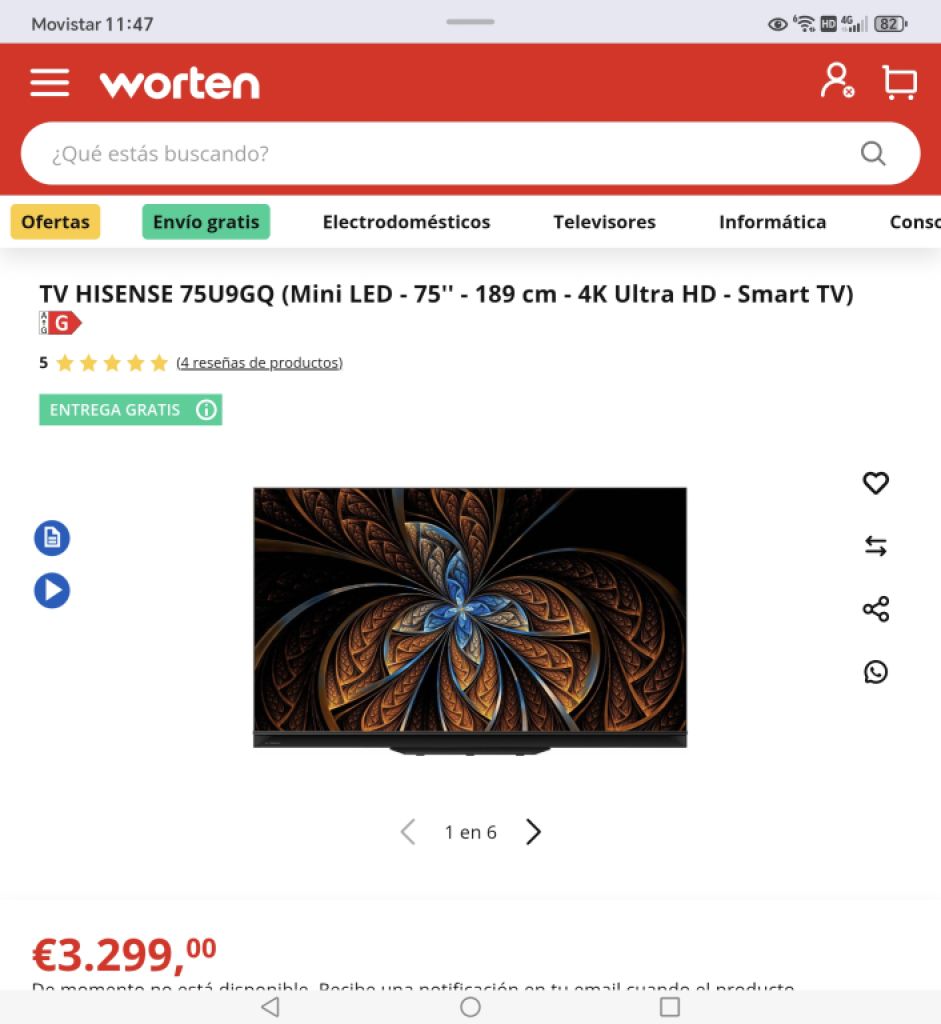 Hisense 4k mini led TV 190 cm 75 Zoll