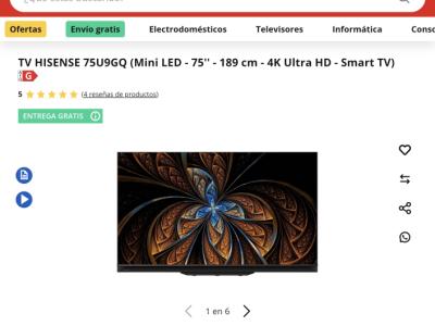 Hisense 4k mini led TV 190 cm 75 Zoll