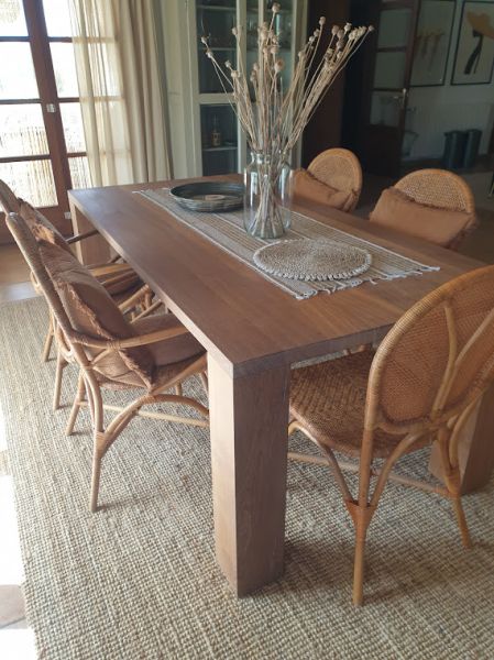 Hochwertiger Holztisch 200x100 + 5 Denzzo Korbstühle zu verkaufen TOP ZUSTAND