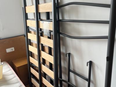 High-quality steel bunk bed + ladder + guardrail + 2 slatted bed bases