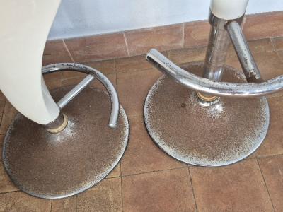 Bar stool seat white chrome height-adjustable