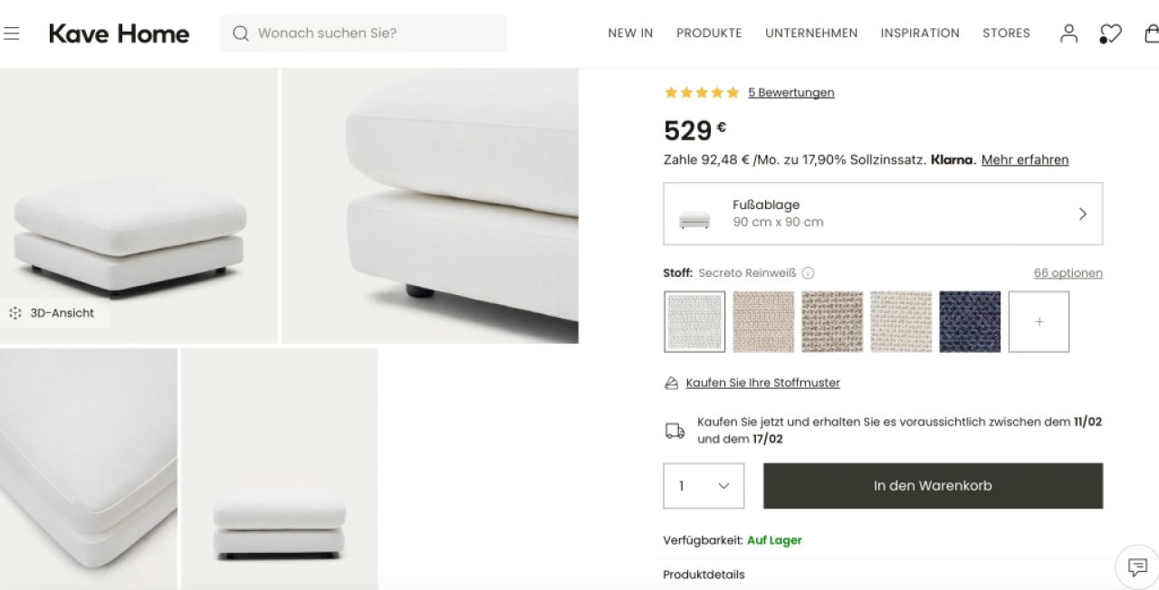 Taburete de Kave Home - blanco - 90 x 90 cm