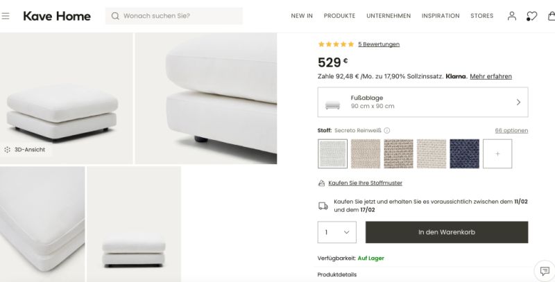 Taburete de Kave Home - blanco - 90 x 90 cm