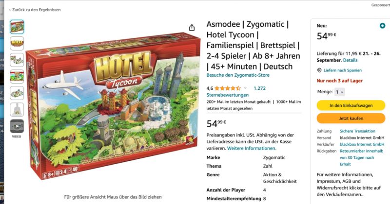 Hotel Tycoon | Family Game | Board Game | 2-4 players | From 8+ years | 45+ minutes | Awesome condit