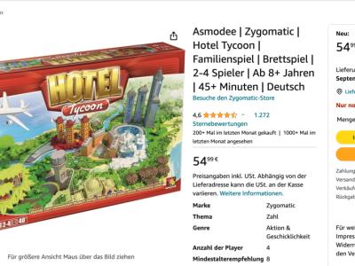 Hotel Tycoon | Familienspiel | Brettspiel | 2-4 Spieler | Ab 8+ Jahren | 45+ Minuten | Super Zustand