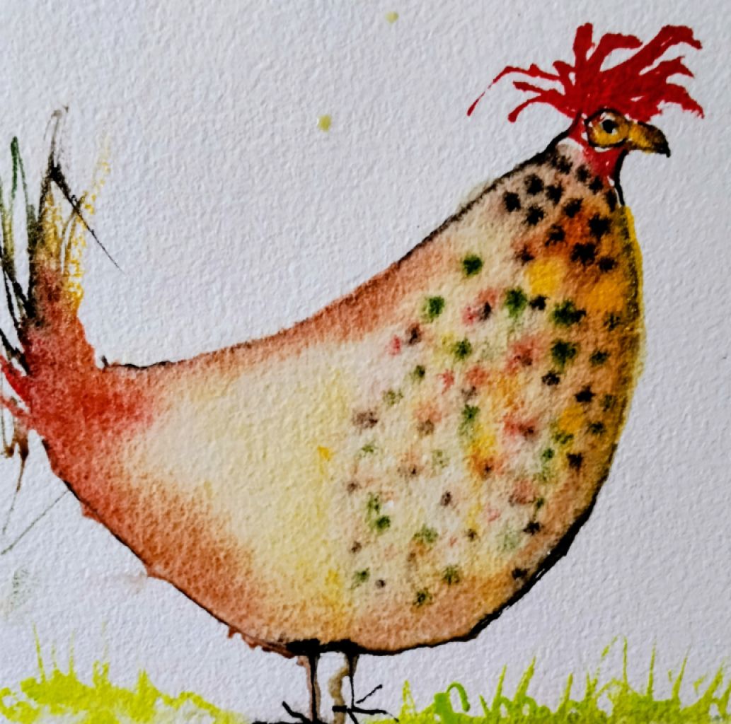 Huhn in Aquarell