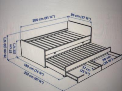 Cama Ikea SLÄKT blanca 90x200 (180x200)