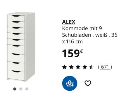 IKEA Kommode Serie ALEX mit 9 Schubladen weiß