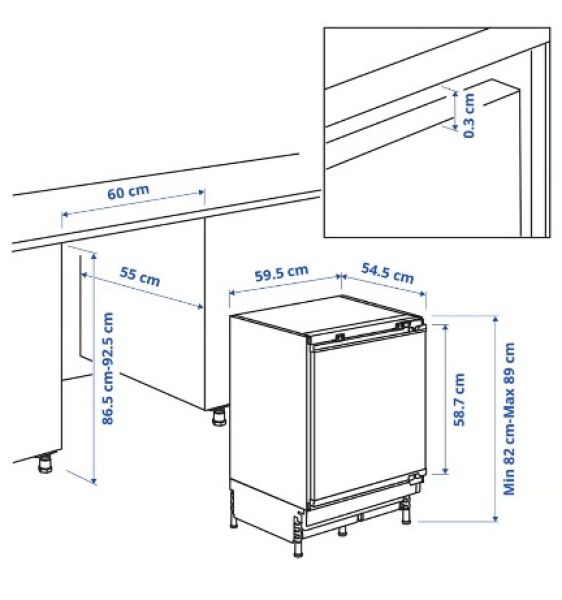 Ikea Kühlschrank tylssnäs Unterbau integriert Gefrierfach