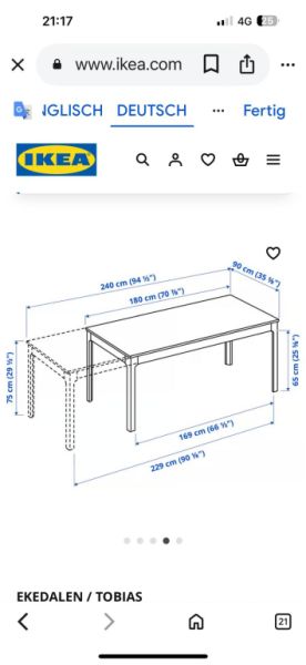 IKEA Tisch EKEDALEN Aausziehtisch Weiss 180/240×90