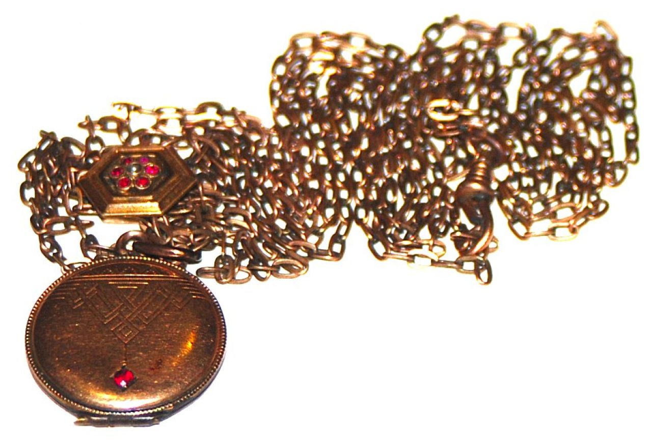 Jugendstil Foto Medaillon Gold Double mit Granat,
