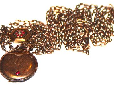 Jugendstil Foto Medaillon Gold Double mit Granat,