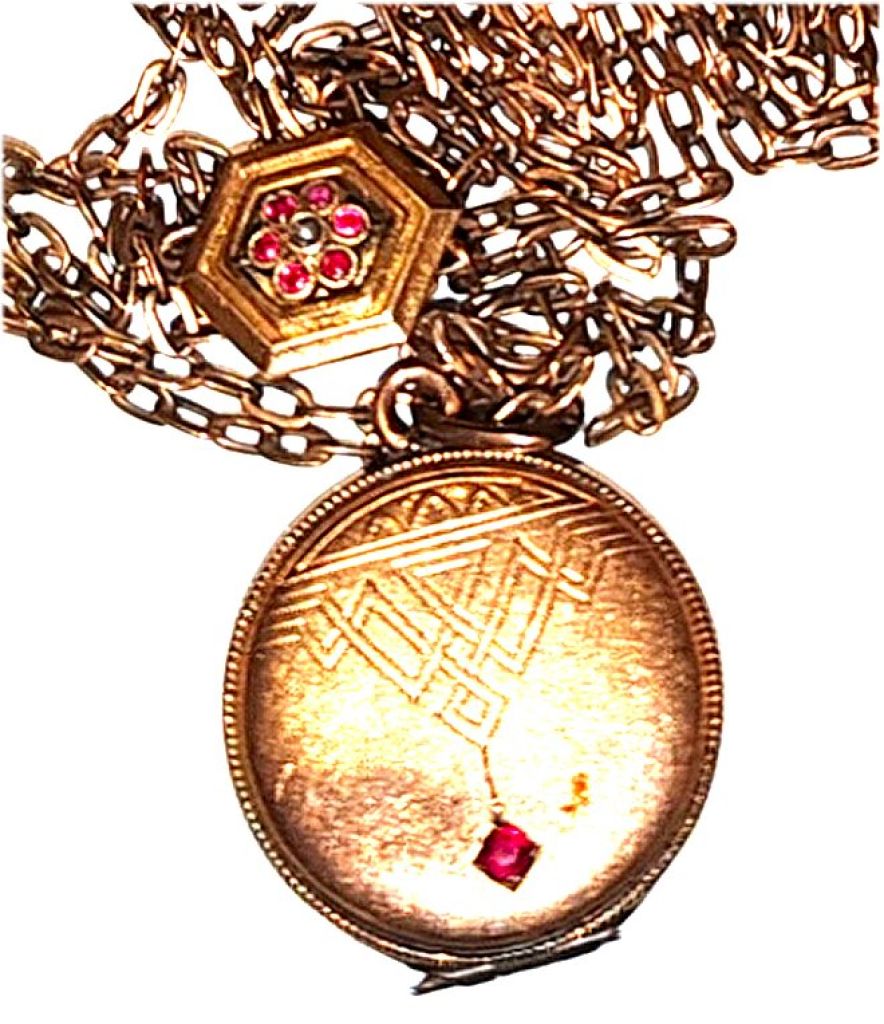 Jugendstil Foto Medaillon Gold Double mit Granat,