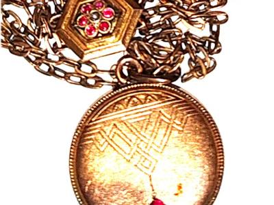 Jugendstil Foto Medaillon Gold Double mit Granat,