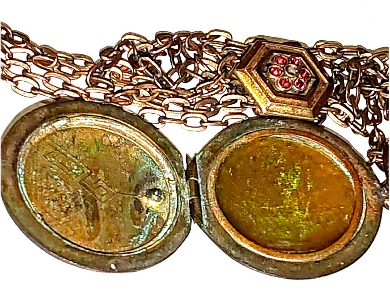 Jugendstil Foto Medaillon Gold Double mit Granat,