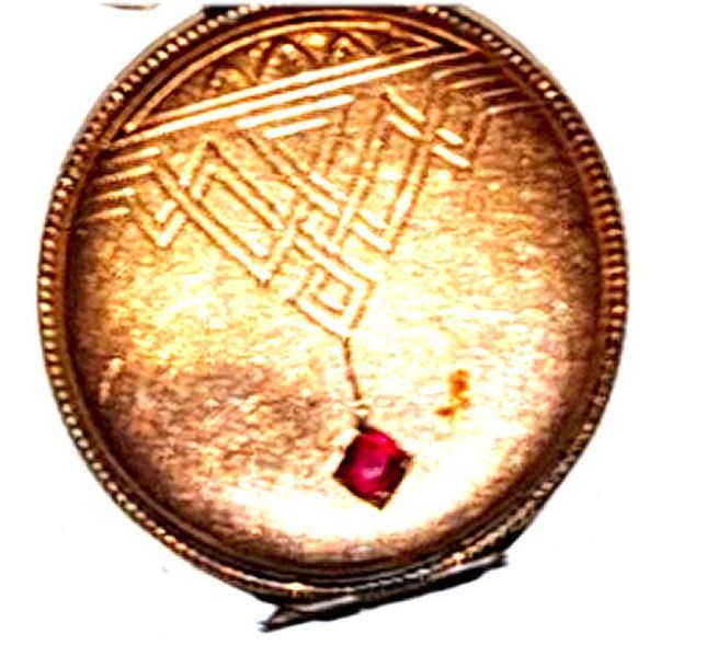 Jugendstil Foto Medaillon Gold Double mit Granat,