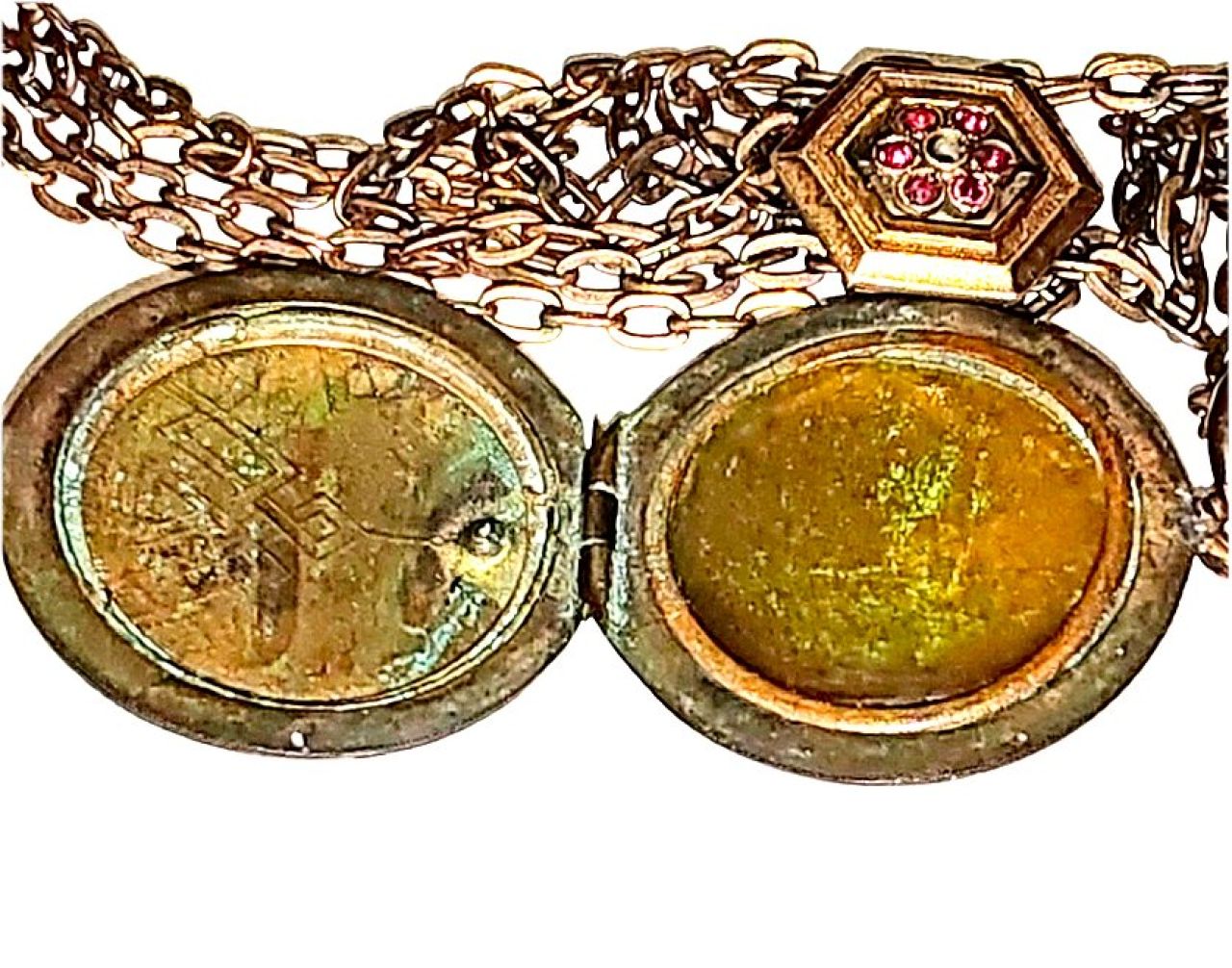 Jugendstil Foto Medaillon Gold Double mit Granat,