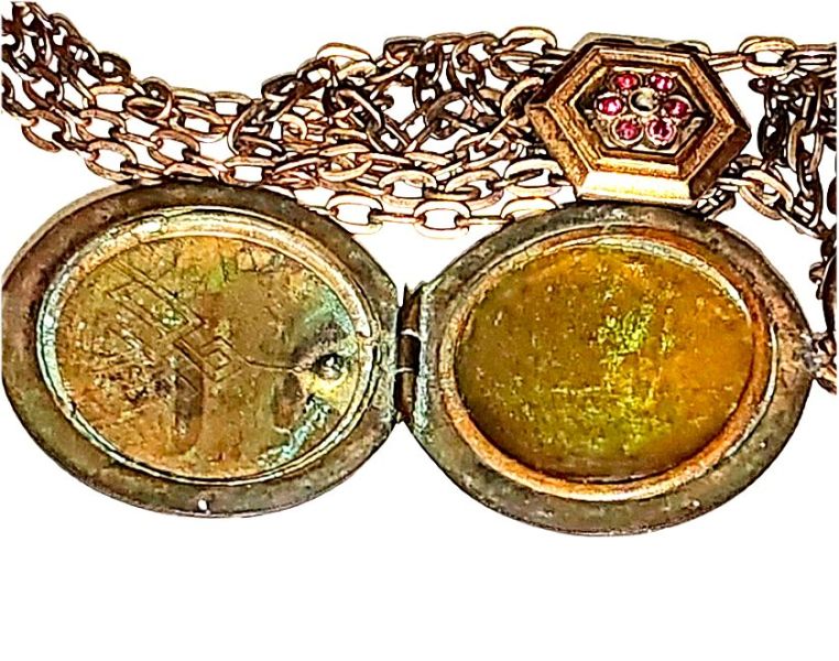 Jugendstil Foto Medaillon Gold Double mit Granat,