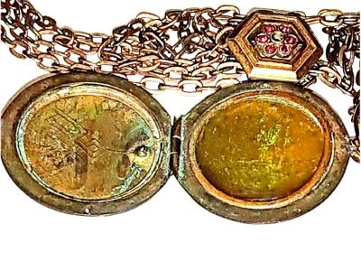 Jugendstil Foto Medaillon Gold Double mit Granat,