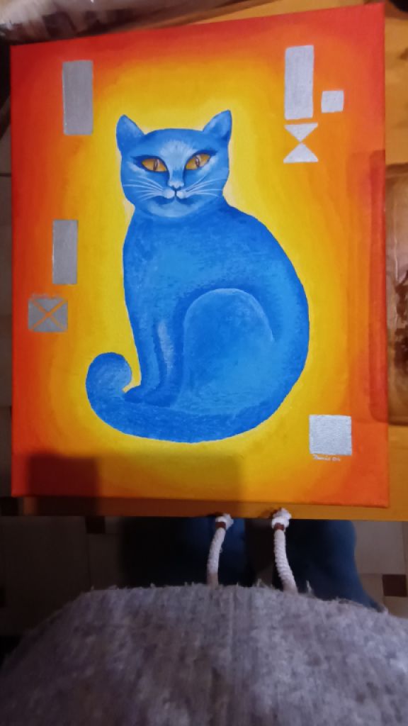 Cuadro de gato en naranja