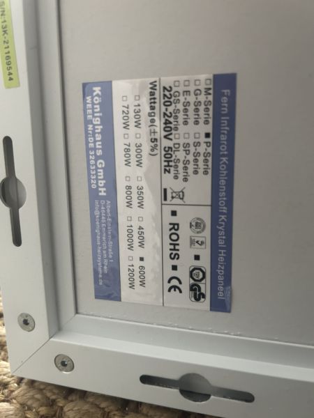 Könighaus Infrarotheizung 600 W