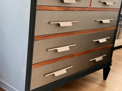 Kommode - Schubladenschrank aufgearbeitet - Glasplatte