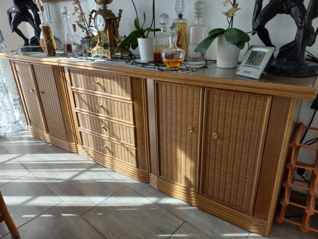 komplettes Esszimmer Rattan optik braun