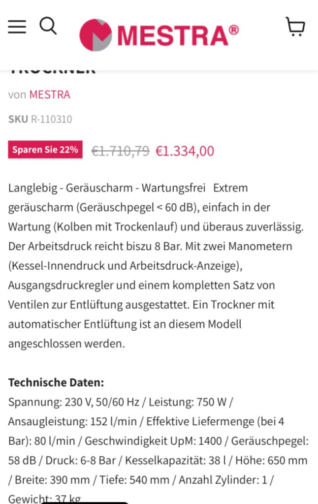 Kompressor ölfrei mit Trockner