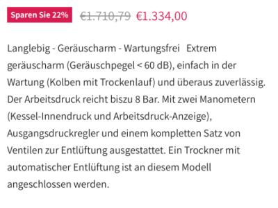 Kompressor ölfrei mit Trockner