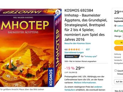 KOSMOS - Imhotep - Familienspiel / Brettspiel für 2 bis 4 Spieler, nominiert zum Spiel des Jahres 20