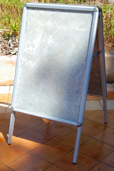 Kundenstopper Alu-Line DIN A1 für 2 Plakate (beidseitig), wetterfest, Werbeständer (Silber)