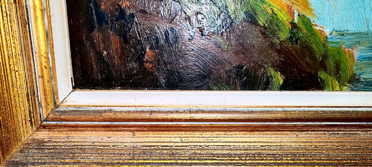 Landschaftsmalerei, mediterrane Kunst, Öl auf Holz,