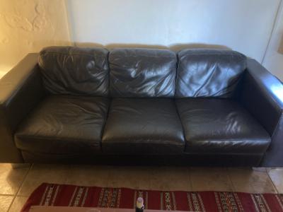 Leather sofa dark brown couch