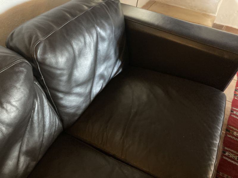 Leather sofa dark brown couch