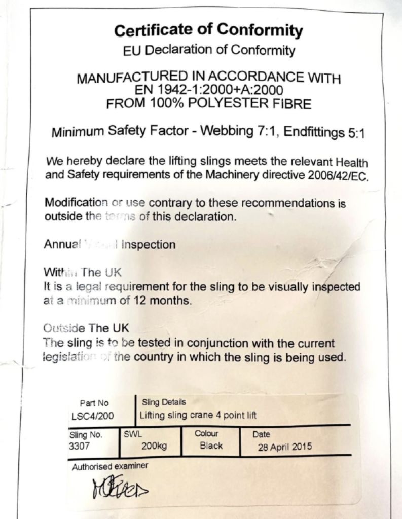 Lifting Slings für Tender