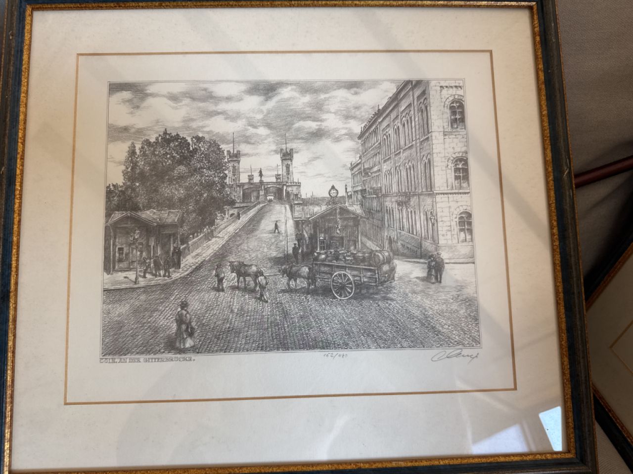 Limitierte Auflage -Cöln.An der Gitterbrücke, Stiche von Köln