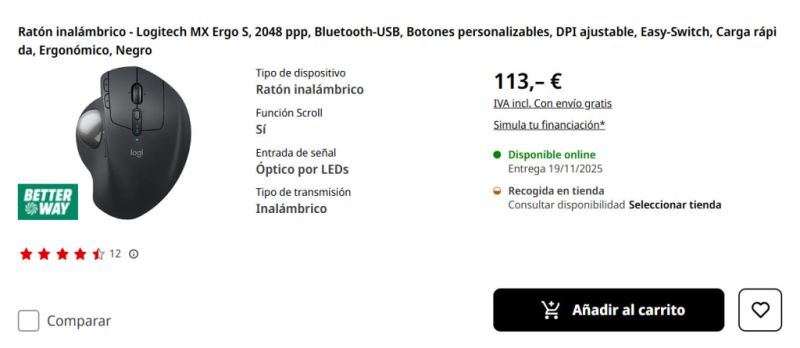 Logitech MX Ergo Kabellose Ergonomische Trackball-Maus