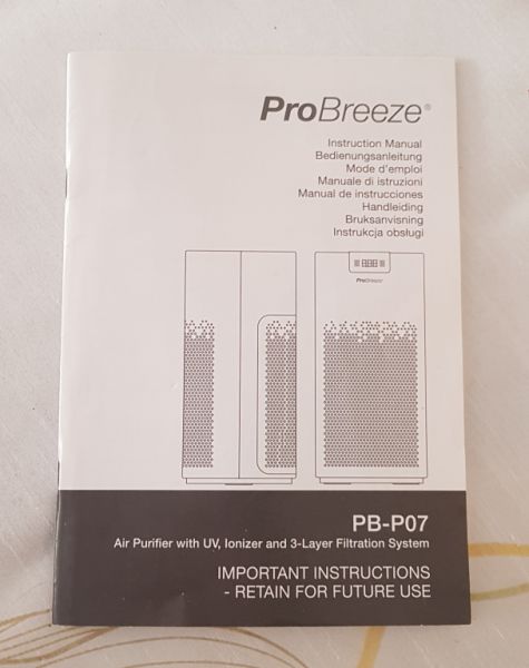 Portable air purifier Brand ProBreeze "like new"