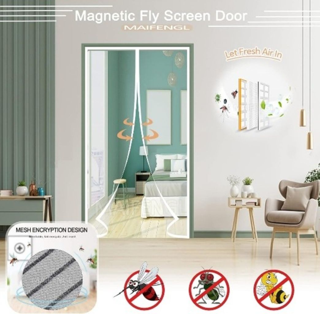 Puerta Mosquitera Magnética, Mosquitera para Puerta de Balcón, Cortina Antimoscas 205x205cm