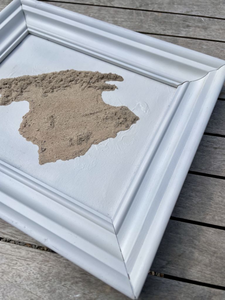 Mallorca sand relief picture 32x27 with white wooden frame