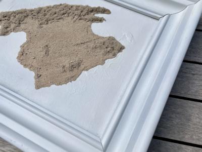 Mallorca sand relief picture 32x27 with white wooden frame