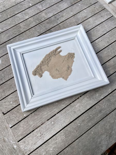 Mallorca sand relief picture 32x27 with white wooden frame