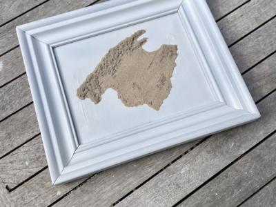 Mallorca sand relief picture 32x27 with white wooden frame